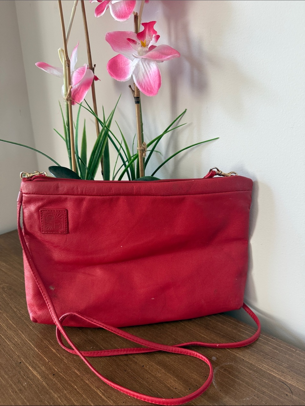 Giani Bernini Red Leather Crossbody Shoulder Bag